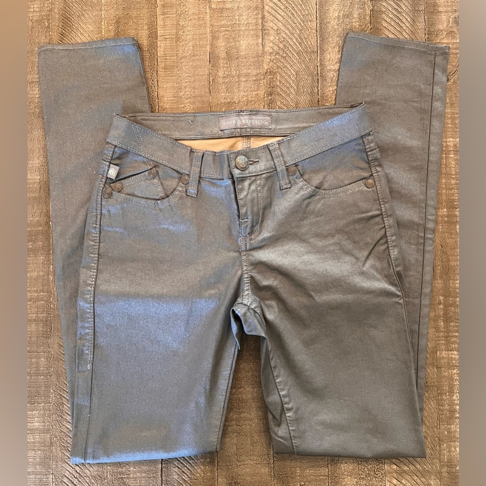 Coated Women's Skinny Jeans - Gray